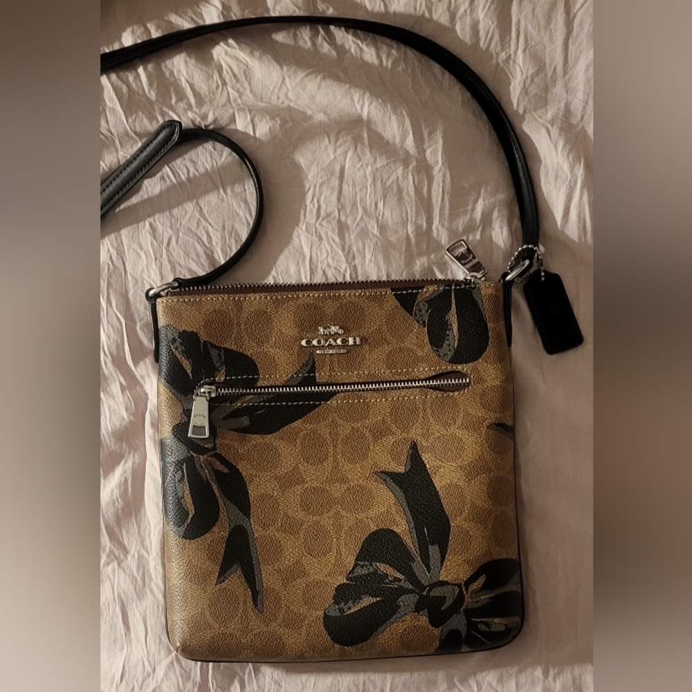 COACH Mini Rowan Bag In Signature Canvas With Black Bow Print